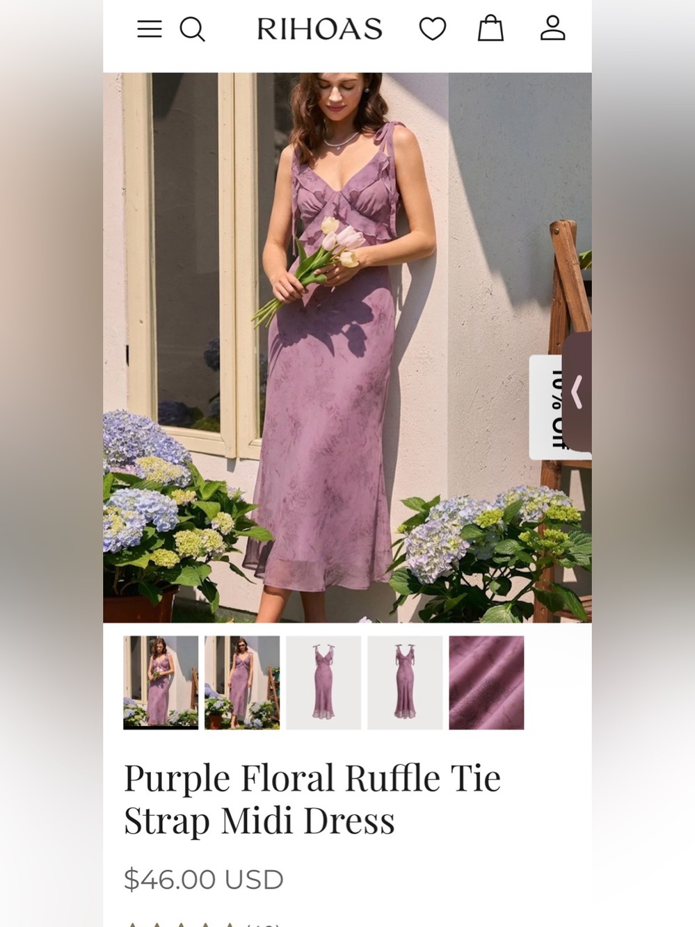 RIHOAS Floral Maxi Dress in Purple Size Small